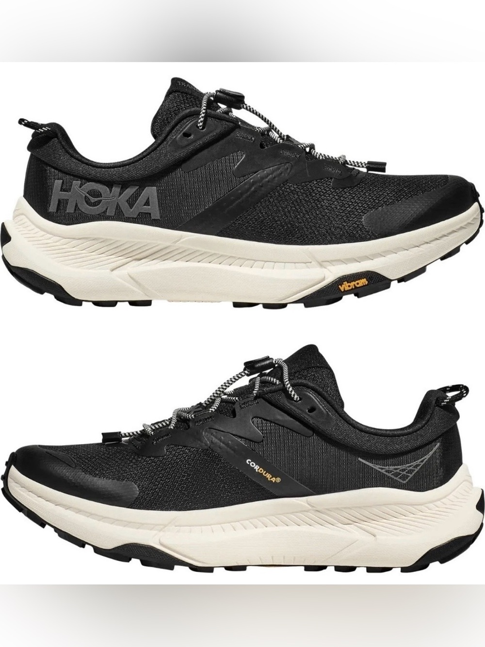 Hoka ONE ONE Transport Alabaster Black 1123154 BKLB Trail Running Shoes Sz 7.5